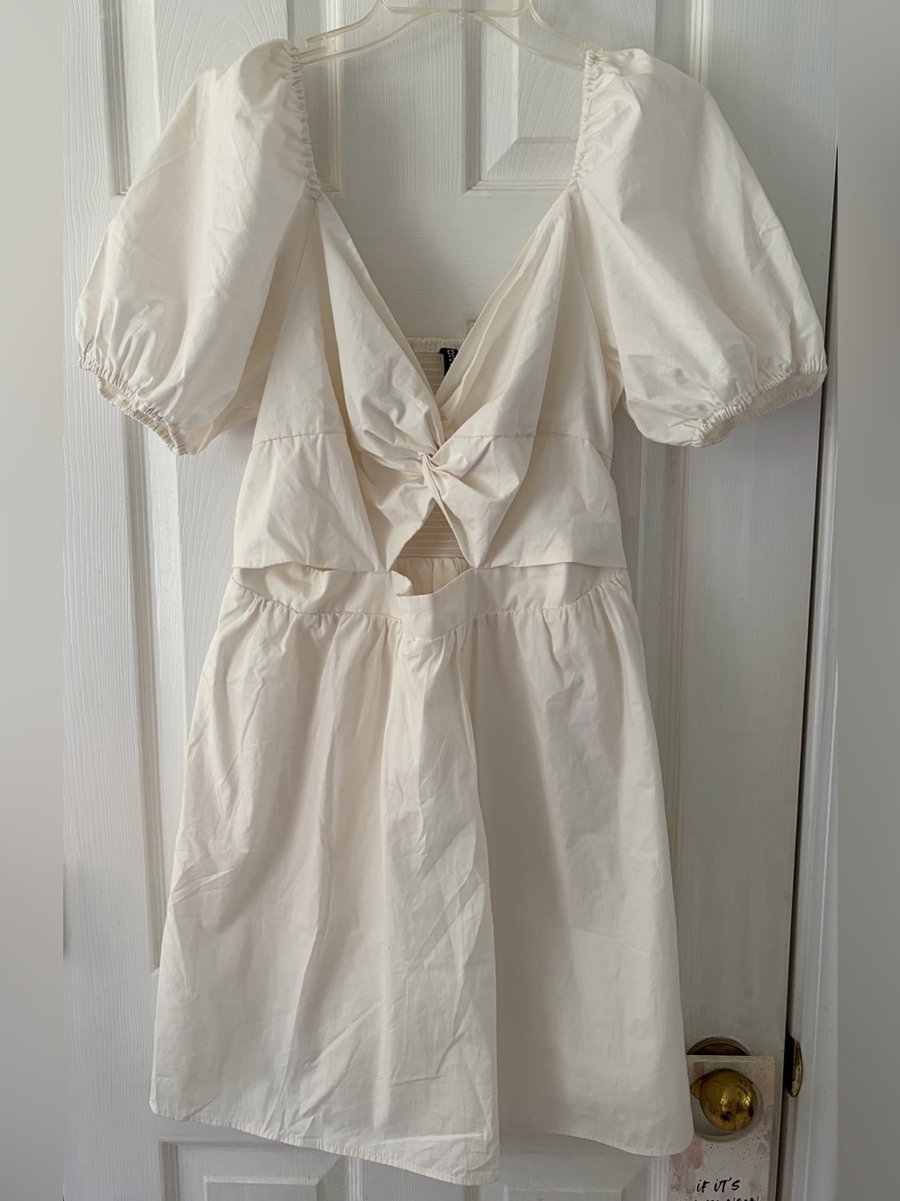 H&M Cream Smocked Bodice Dress